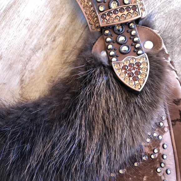 KIPPYS🇺🇸CA Handmade Steer Hide Fur Western Bag - Picture 8 of 10